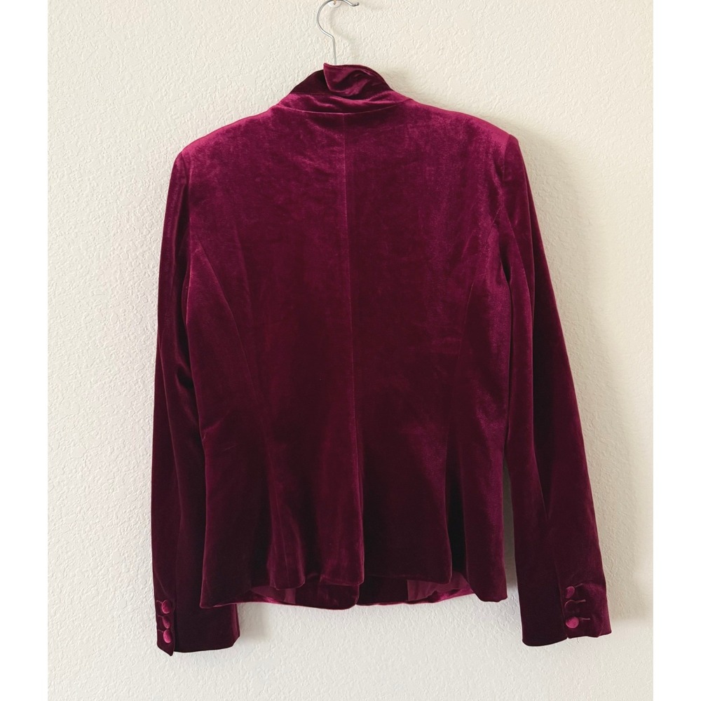 Lucy Paris Womens Burgundy Velvet Single Button Blazer Jacket Wine Red Size M - Picture 2 of 6